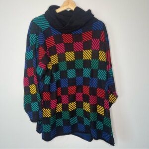 Colorful Checkered Knit Sweater